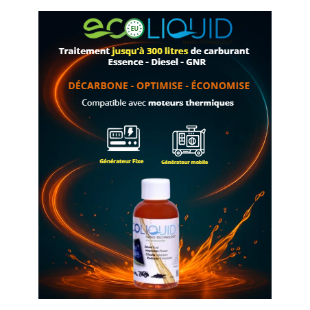 Ecoliquid 300L additif multitâche aux carburants pour les moteurs thermiques essence diesel hybride et GNR