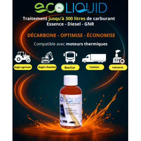 Ecoliquid 300L additif multitâche aux carburants pour les moteurs thermiques essence diesel hybride et GNR